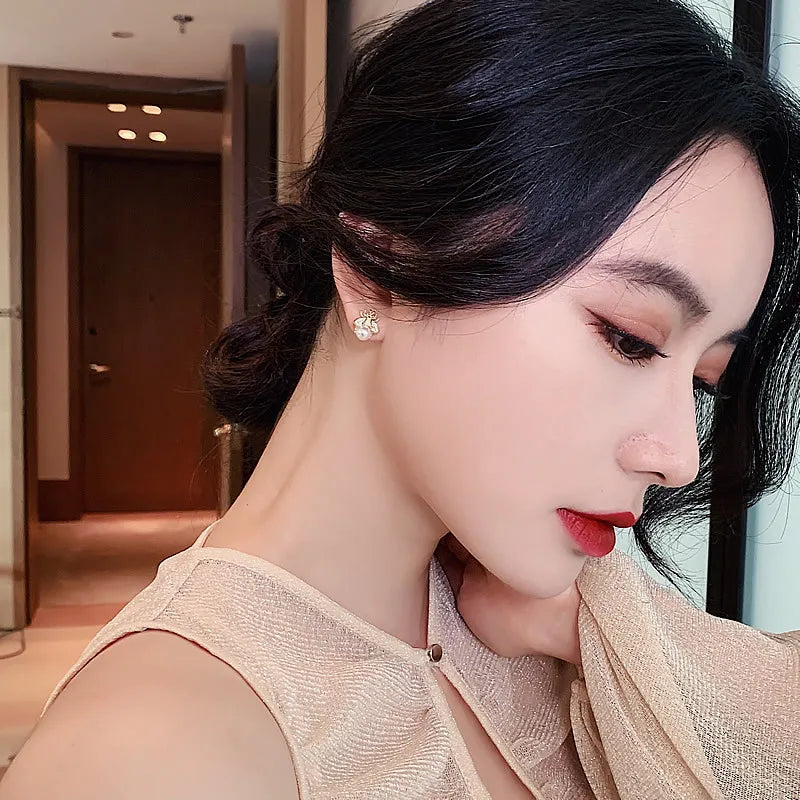 Pearl Crystal Drop Earrings
