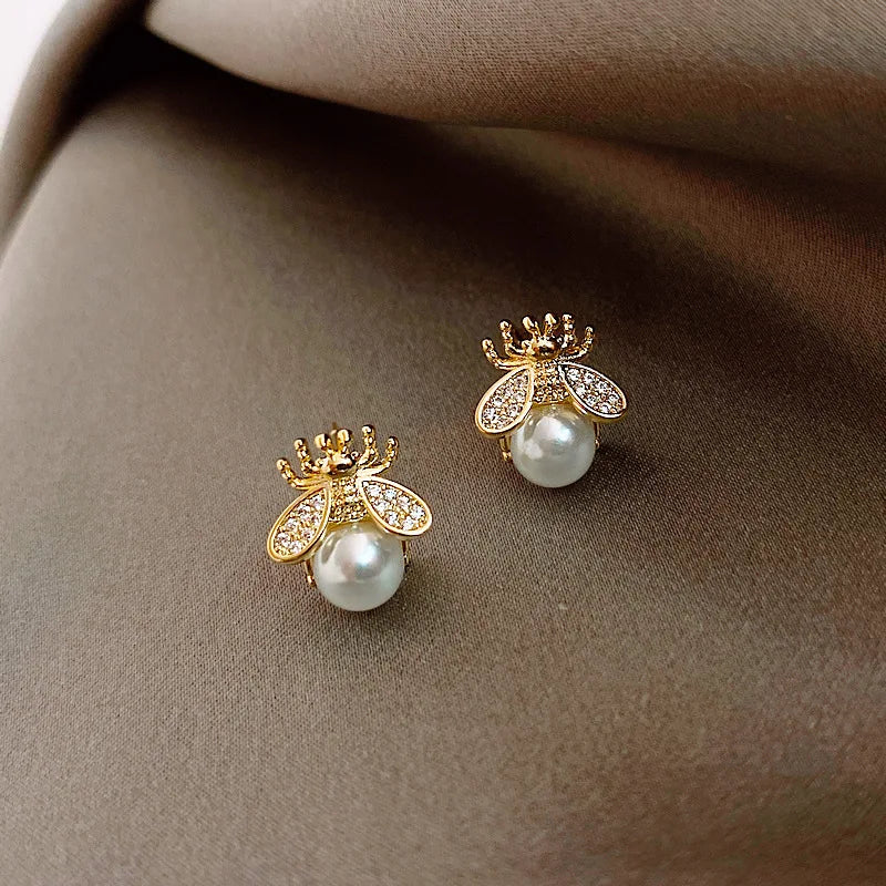 Pearl Crystal Drop Earrings