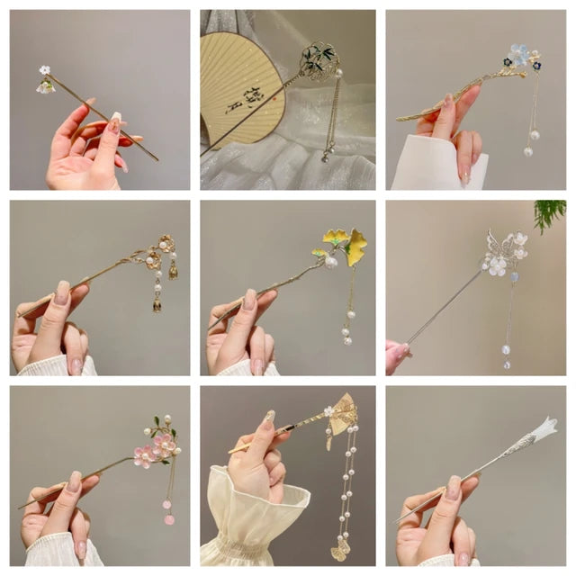 Multicolor Vintage Wooden Hairpins