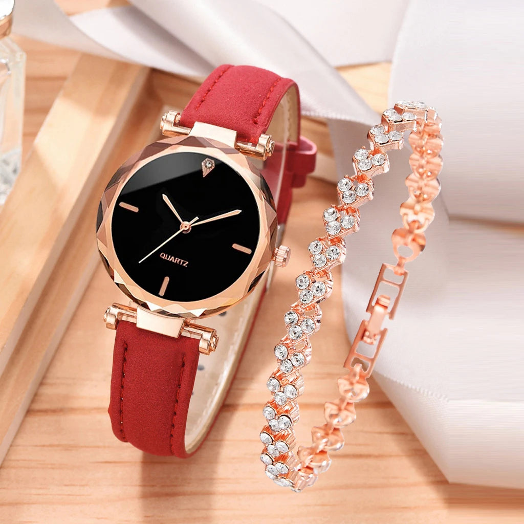 Rhinestone RoseGold Watch Set