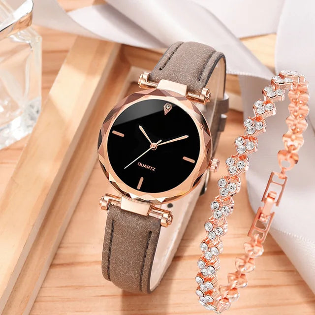 Rhinestone RoseGold Watch Set