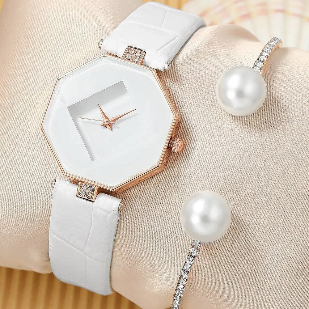 White Pearl Rhinestone Watch