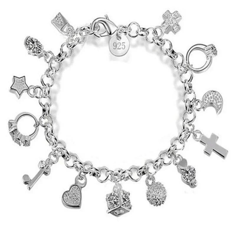 Sterling Silver Charm Bracelet Set