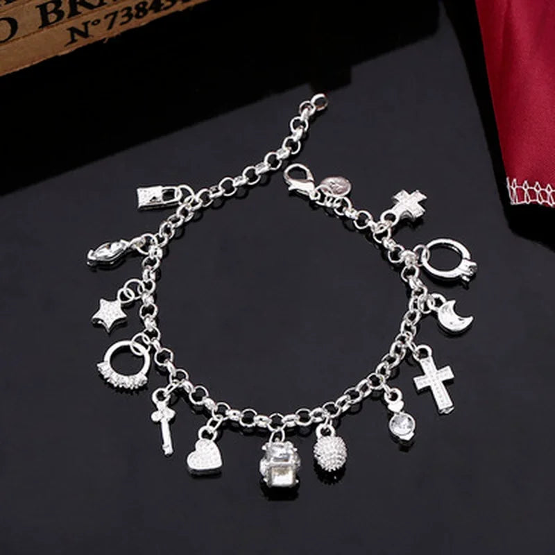 Sterling Silver Charm Bracelet Set