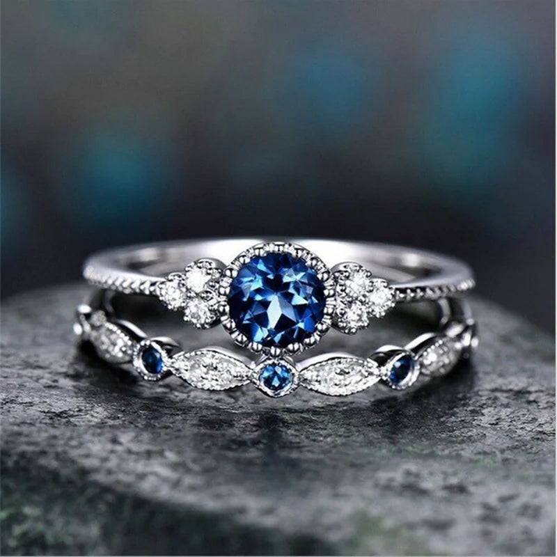 Silver Emerald Zircon Ring