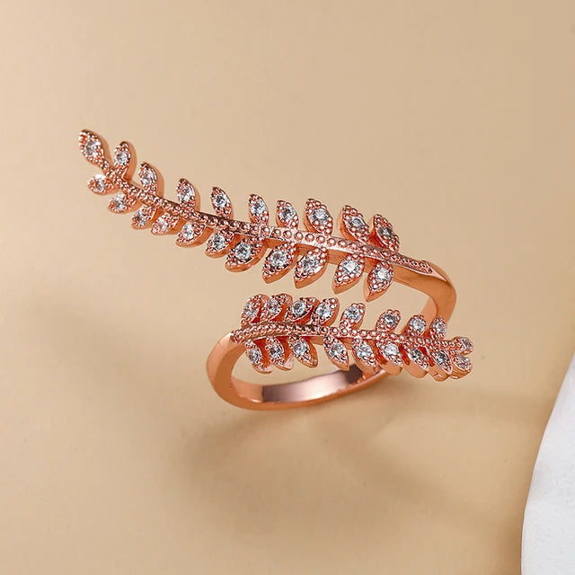 Leafy Zircon Open Ring