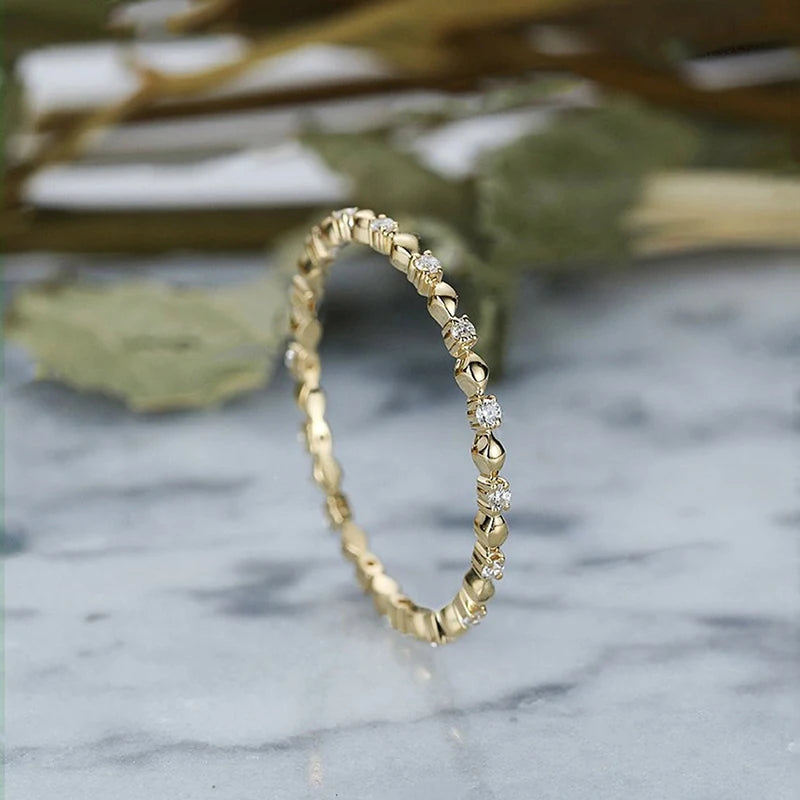 Korean CZ Stone Gold Ring