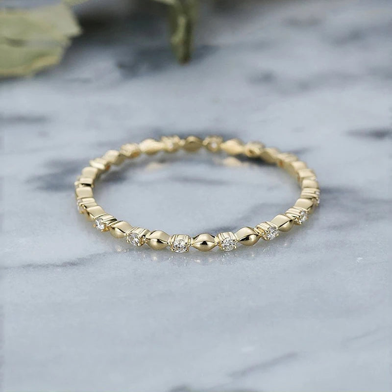 Korean CZ Stone Gold Ring