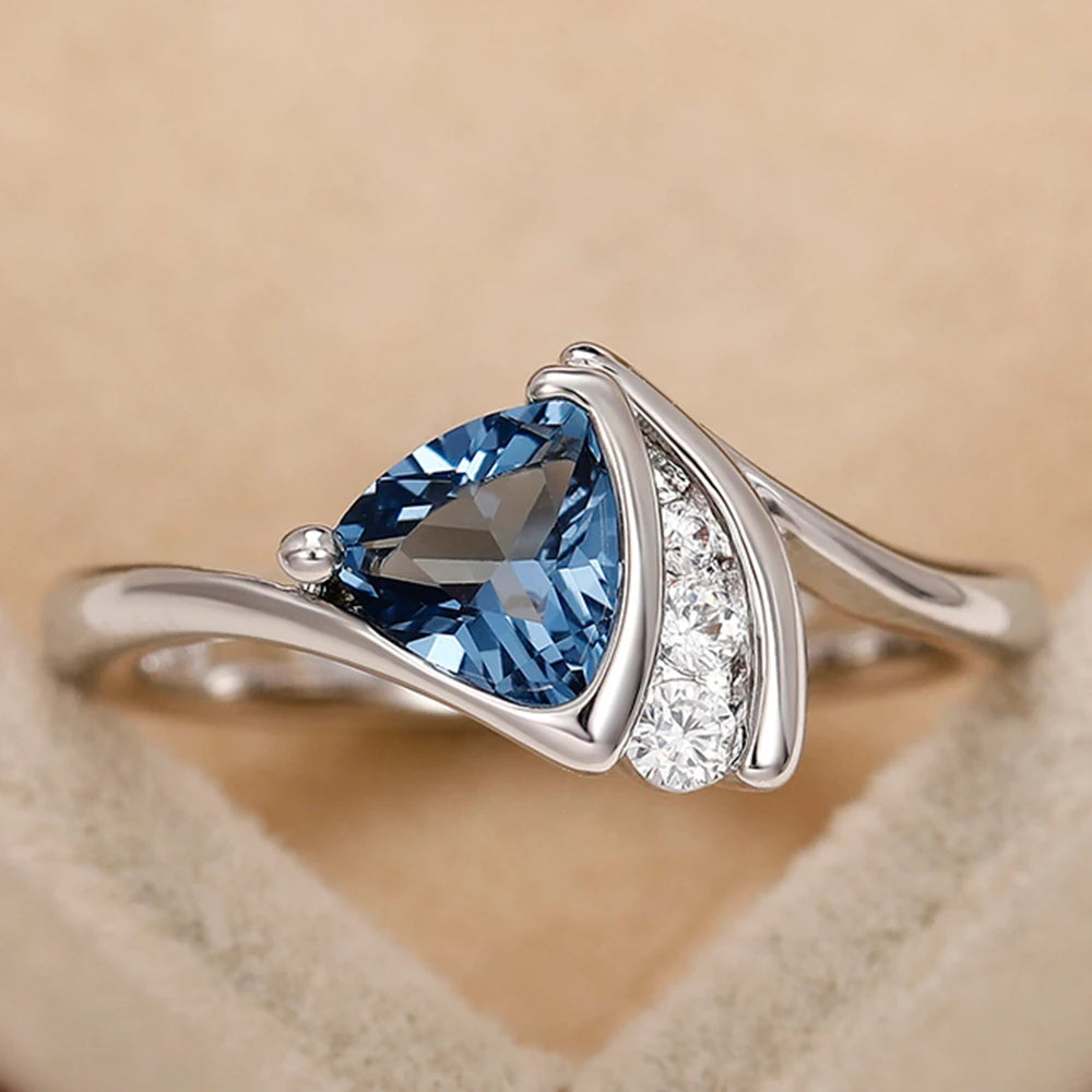 Silver Zircon Wedding Ring