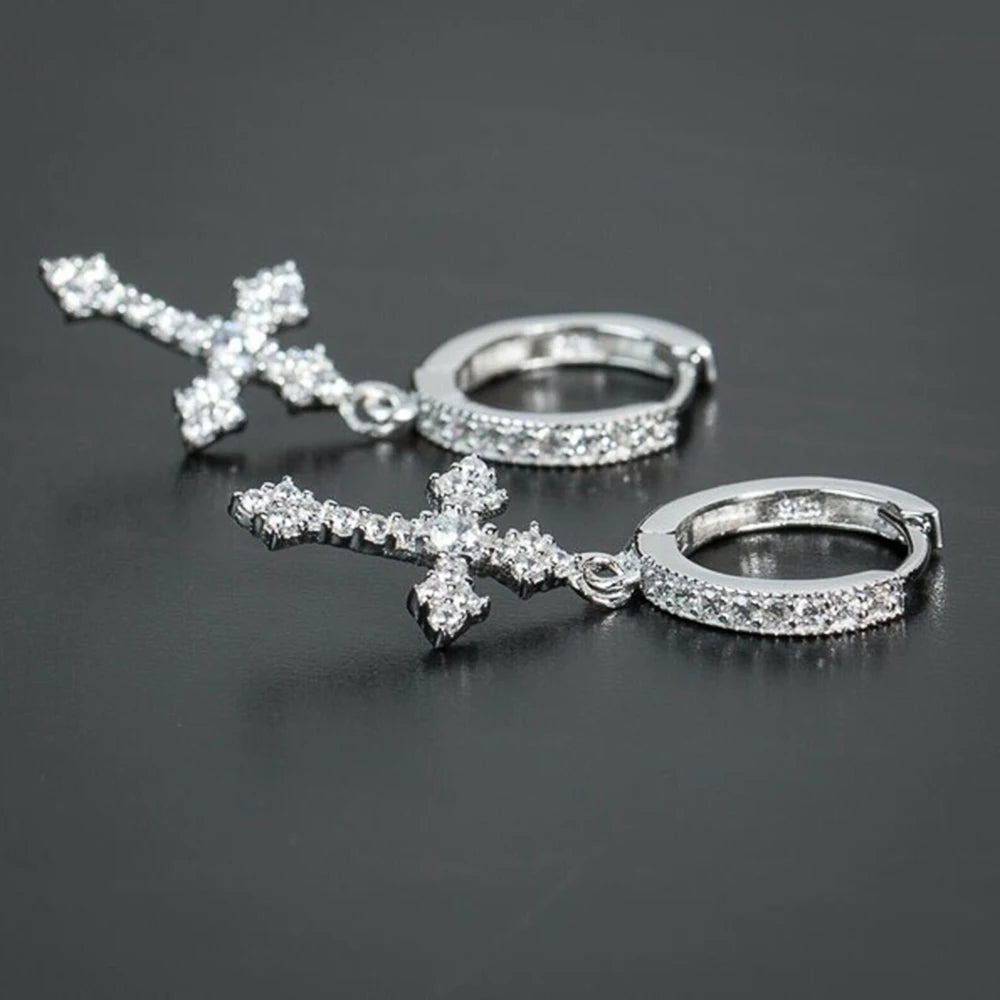 Arrow Cross Crystal Earrings