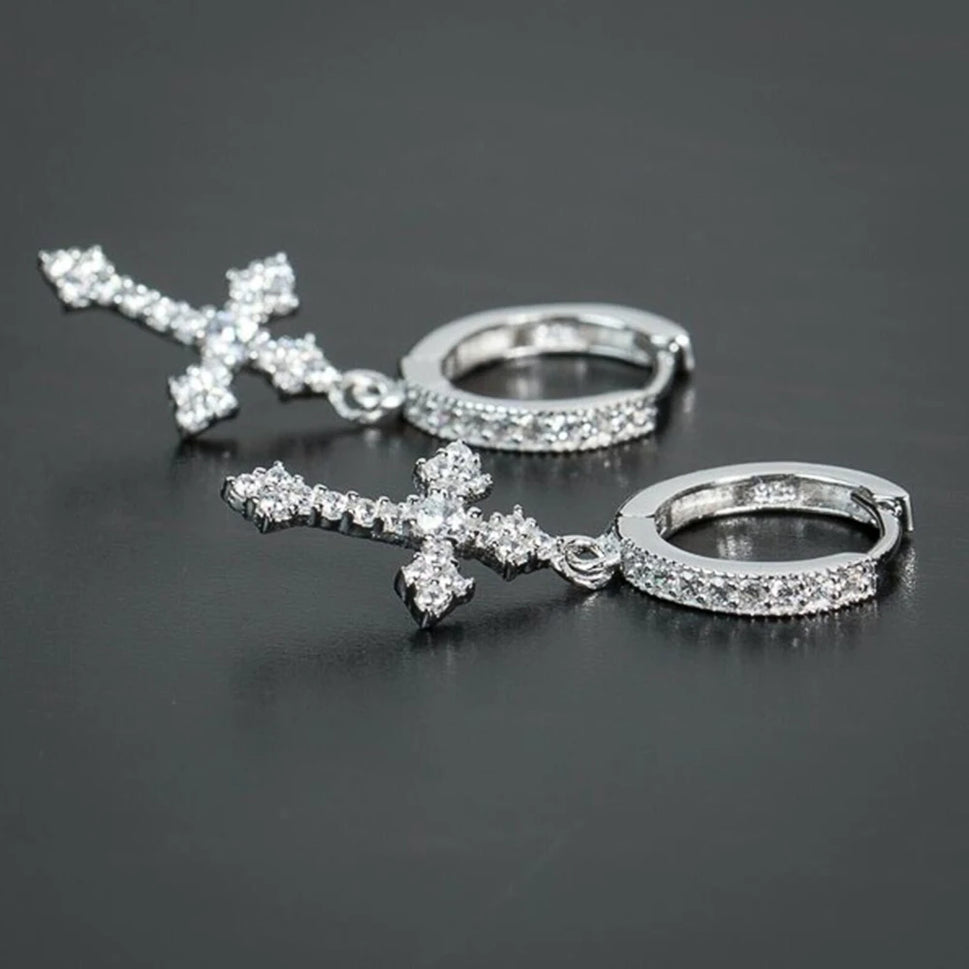 Arrow Cross Crystal Earrings