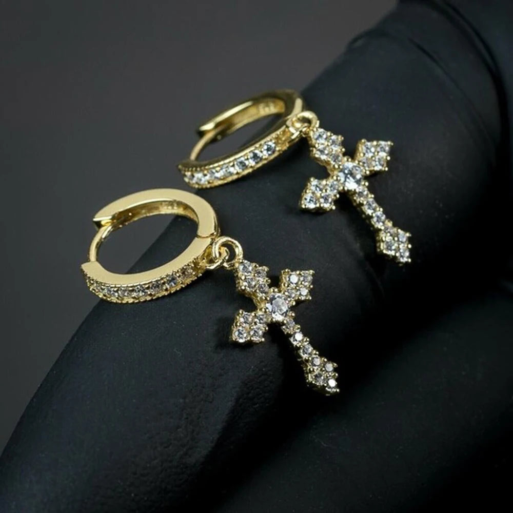 Arrow Cross Crystal Earrings