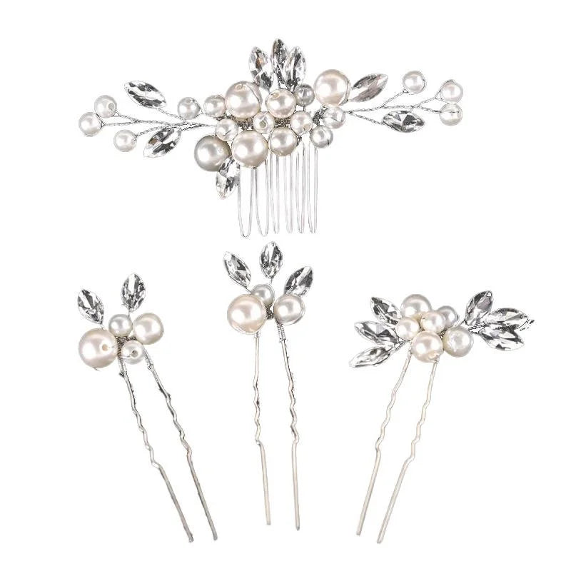 Crystal Pearl Hair Comb Set