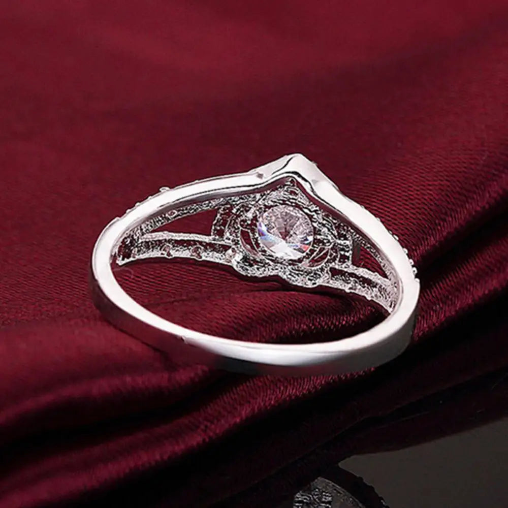 Silver Love Heart Wedding Ring