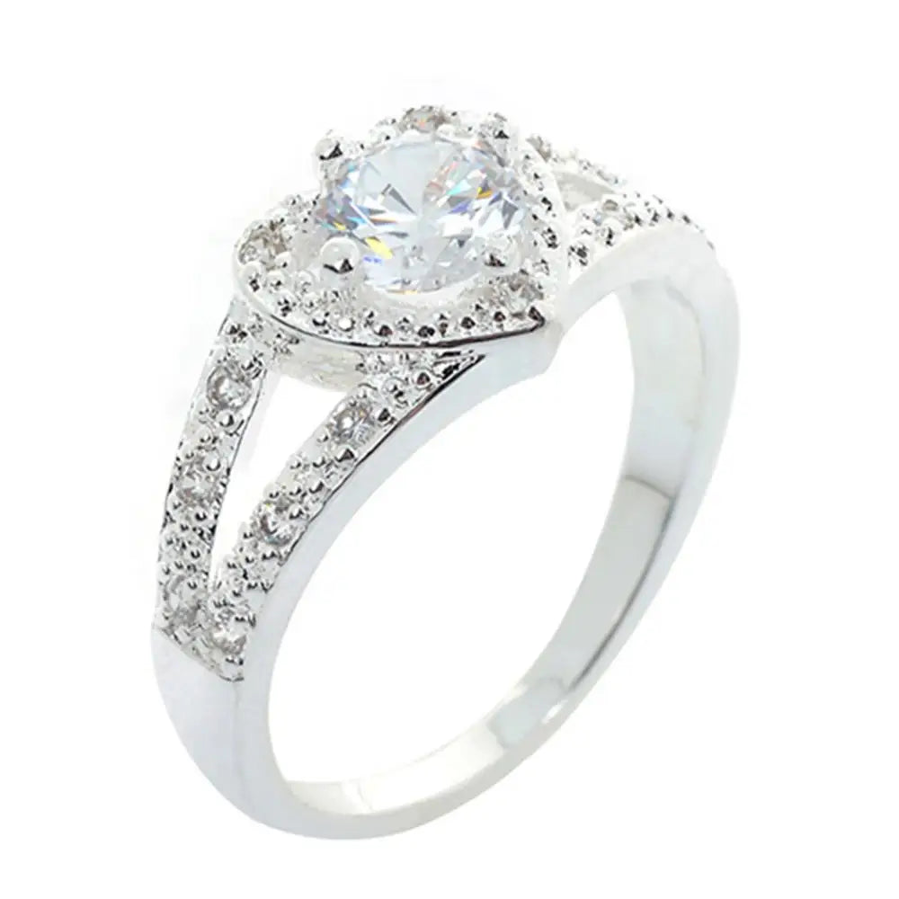 Silver Love Heart Wedding Ring