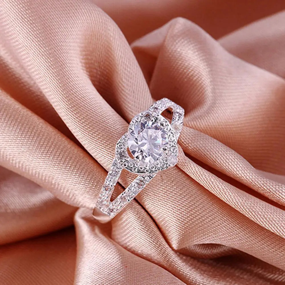 Silver Love Heart Wedding Ring