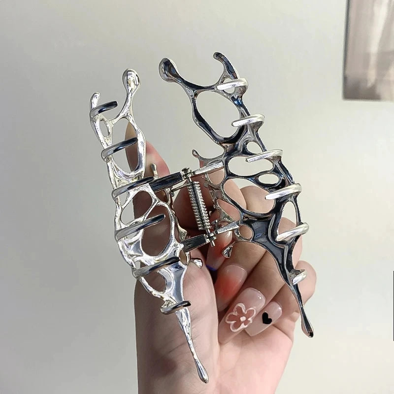 Silver Geometric Shark Hair Clips