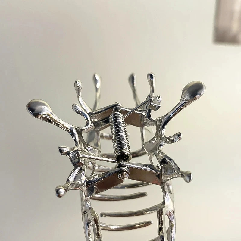 Silver Geometric Shark Hair Clips